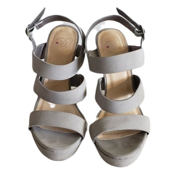 Taupe Strappy Platform Heel - Picture 1 of 7